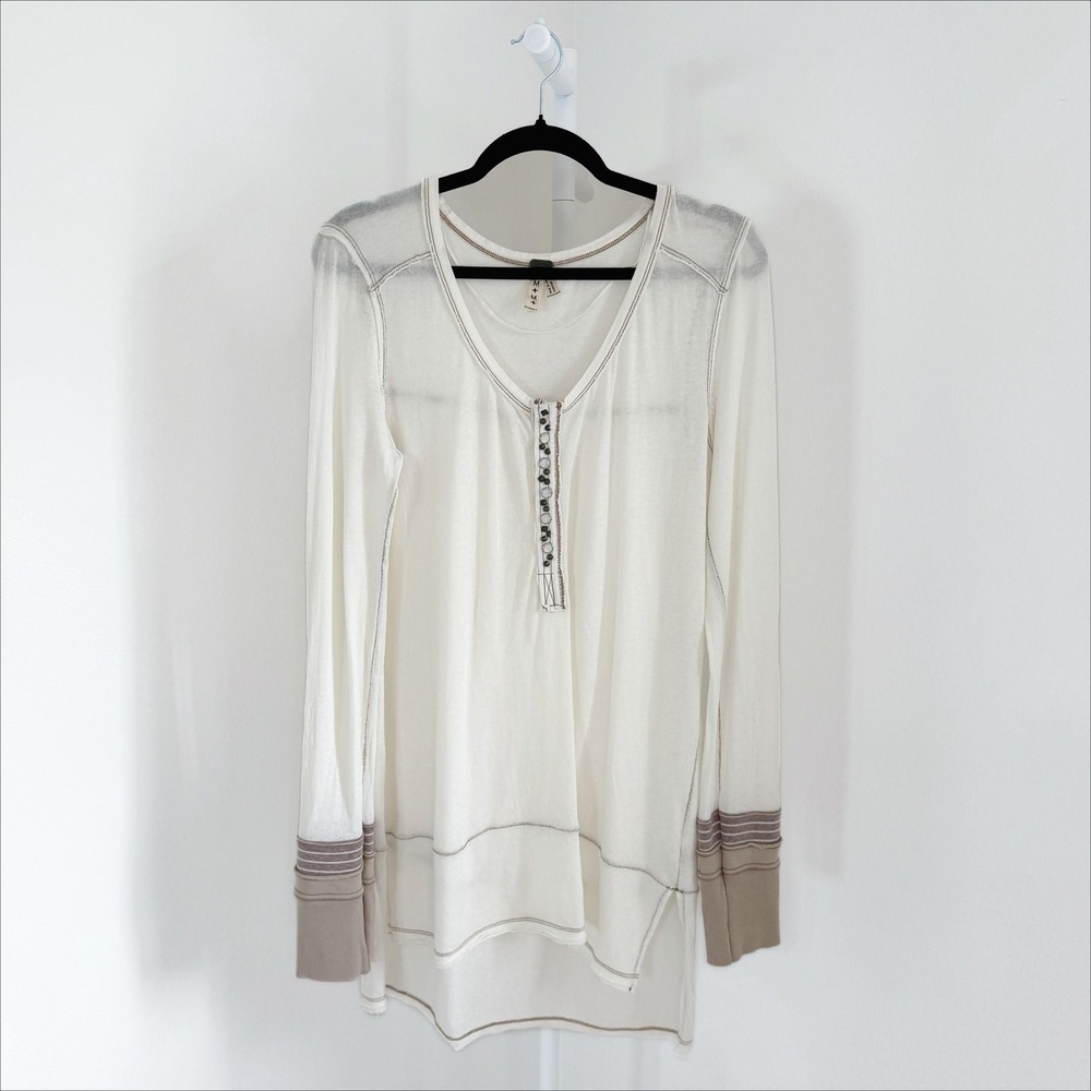 Free People We The Free Henley Tunic Top Size Medium - Picture 2 of 5